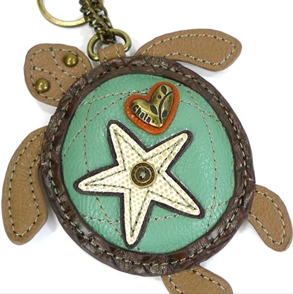 CHALA, 8 Slot, Sea Turtle, Zip Around Wallet, Wristlet, Coin Purse, Blue, Green - Picture 6 of 14